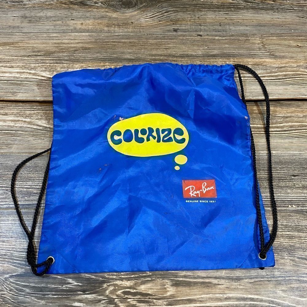 Vintage RAY BAN Nylon Drawstring Bag 16 x 14.5 Gym Bag Backpack Travel Casual.